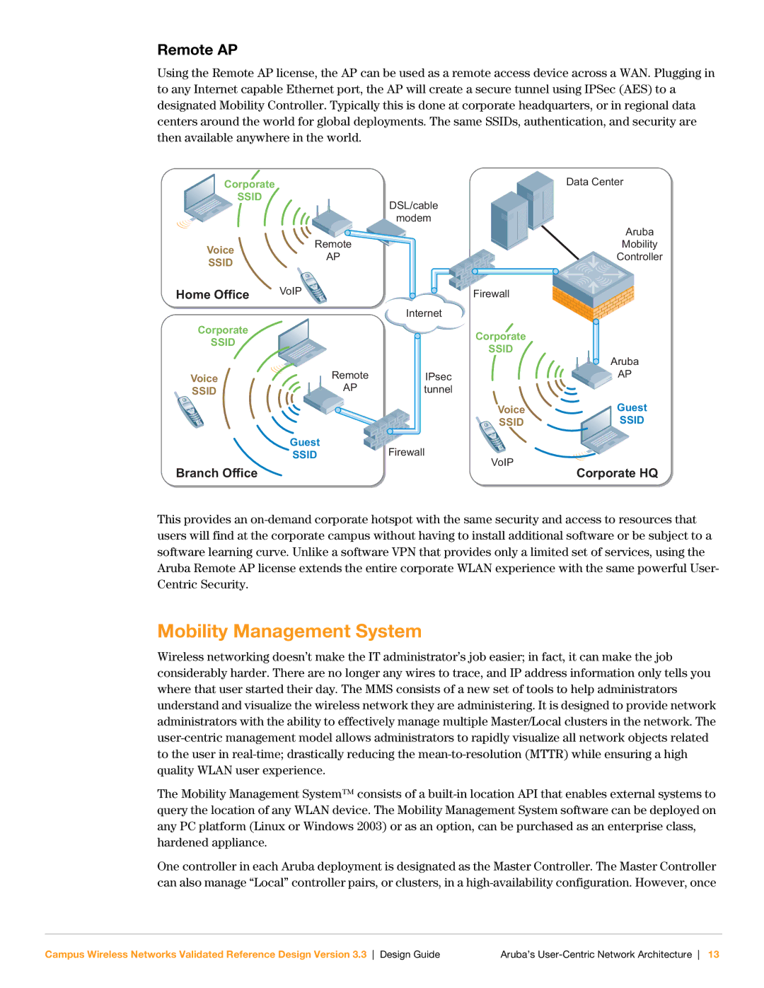 Aruba Networks Version 3.3 manual Mobility Management System, Remote AP 