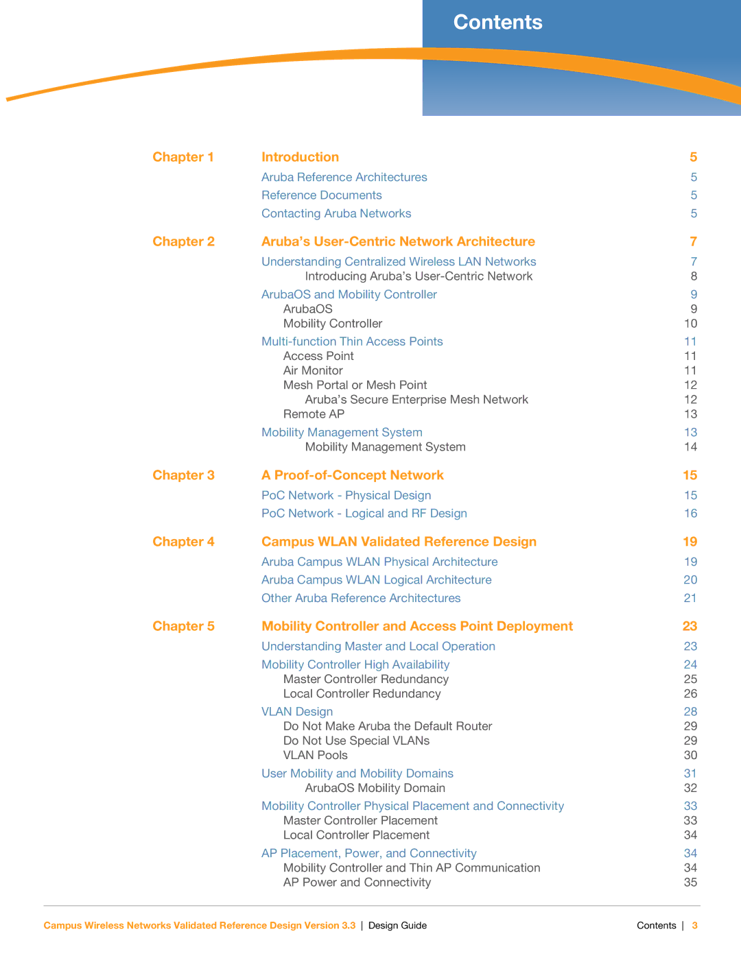 Aruba Networks Version 3.3 manual Contents 