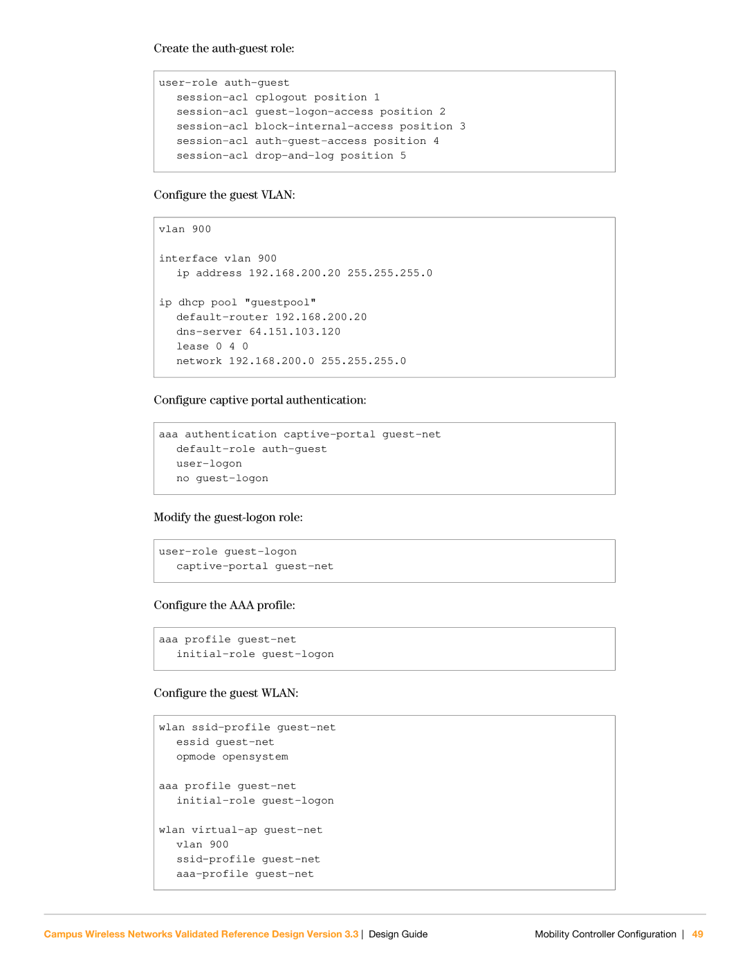 Aruba Networks Version 3.3 manual Modify the guest-logon role 