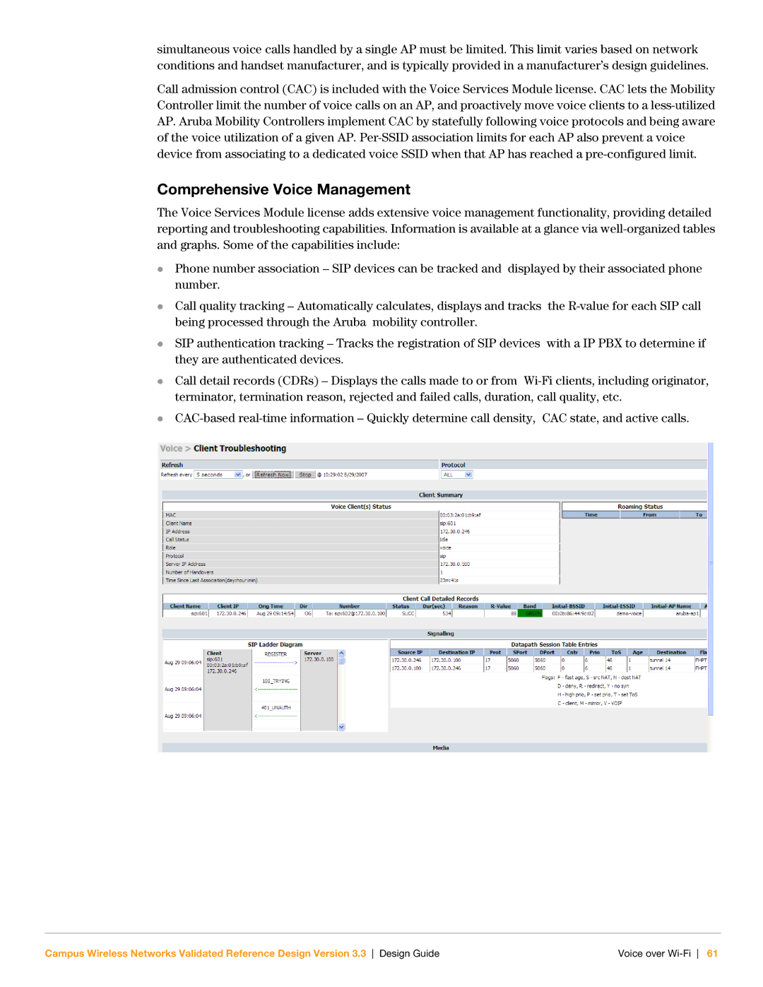 Aruba Networks Version 3.3 manual Comprehensive Voice Management 