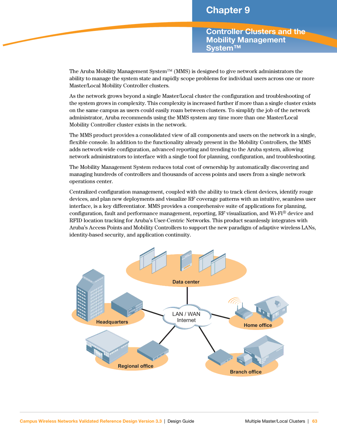 Aruba Networks Version 3.3 manual Controller Clusters Mobility Management System, Lan / Wan 