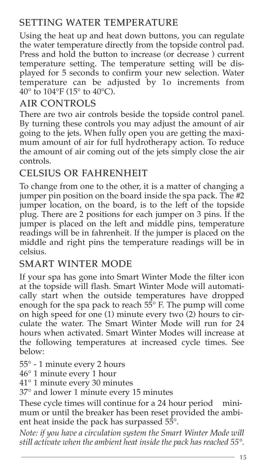 Aruba Spa Hot Tub Models 2003 owner manual Setting Water Temperature 