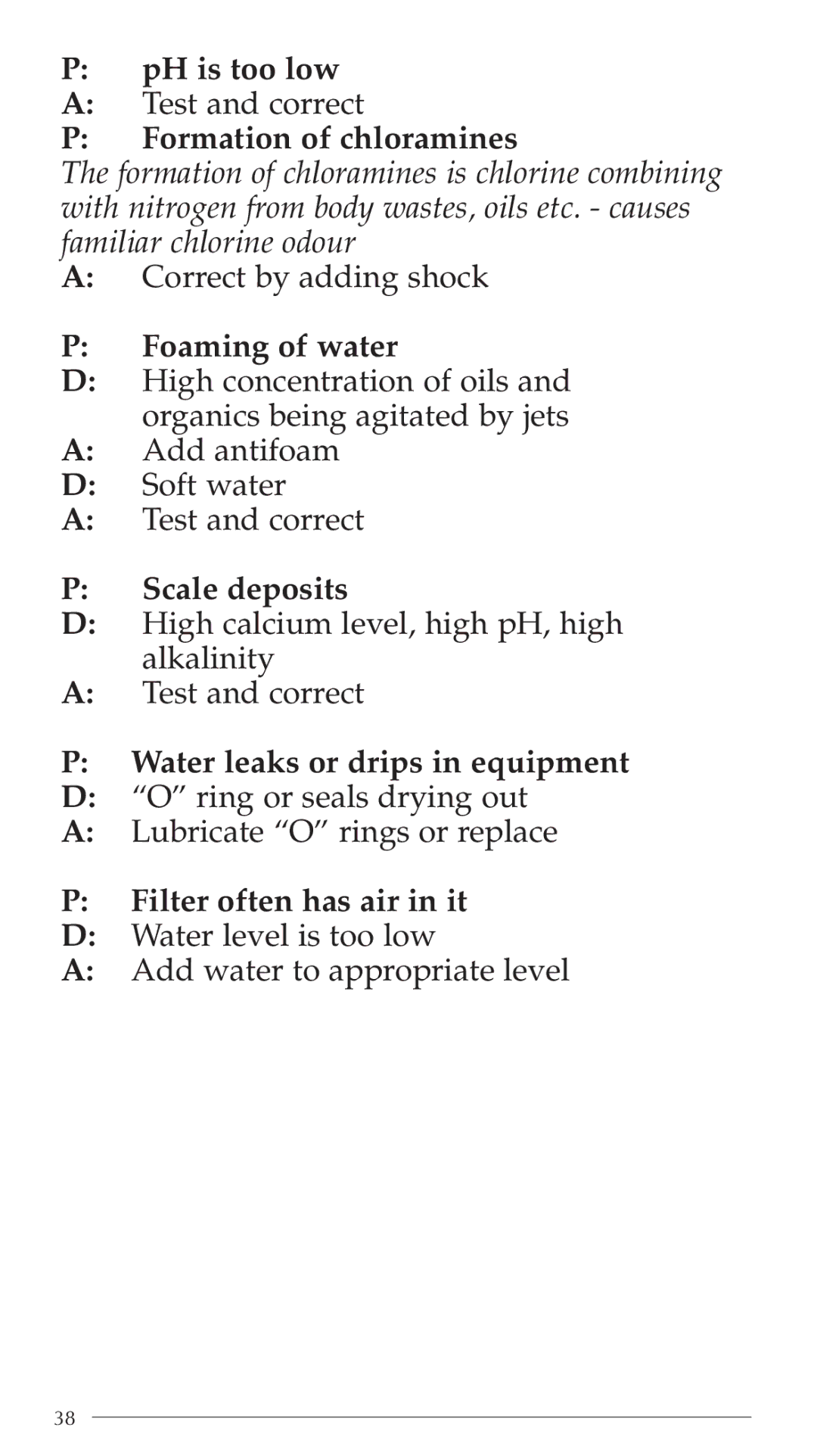 Aruba Spa Hot Tub Models 2003 owner manual PH is too low 