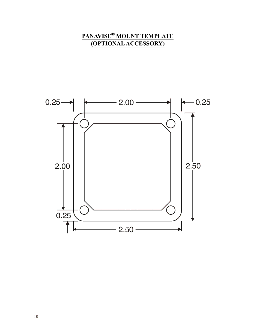 ASA Electronics AOM701 owner manual Panavise Mount Template Optional Accessory 