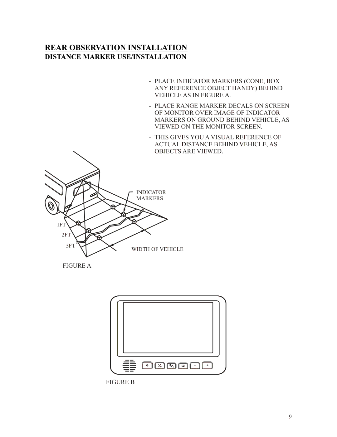 ASA Electronics AOM701 owner manual Rear Observation Installation, Distance Marker USE/INSTALLATION 