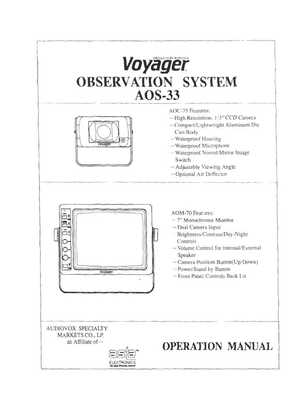 ASA Electronics AOS-33 manual 