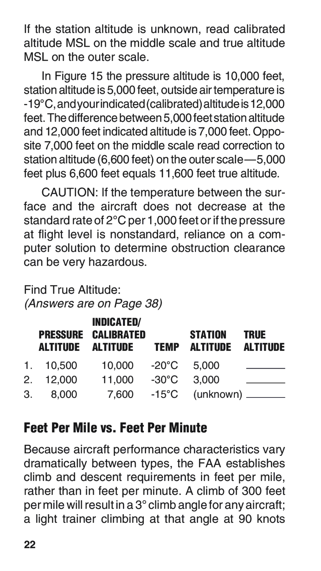 ASA Electronics E6-B manual Feet Per Mile vs. Feet Per Minute, Find True Altitude Answers are on 