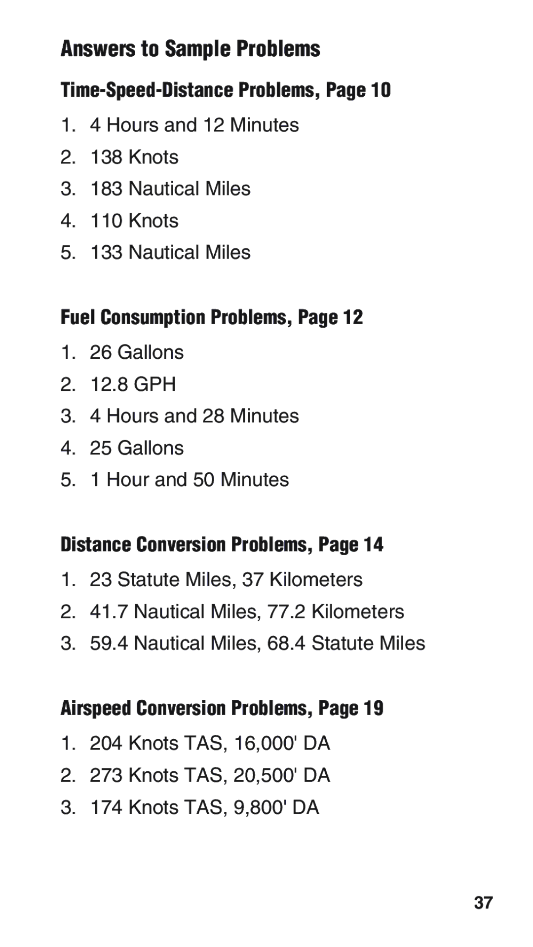 ASA Electronics E6-B manual Answers to Sample Problems, Distance Conversion Problems 