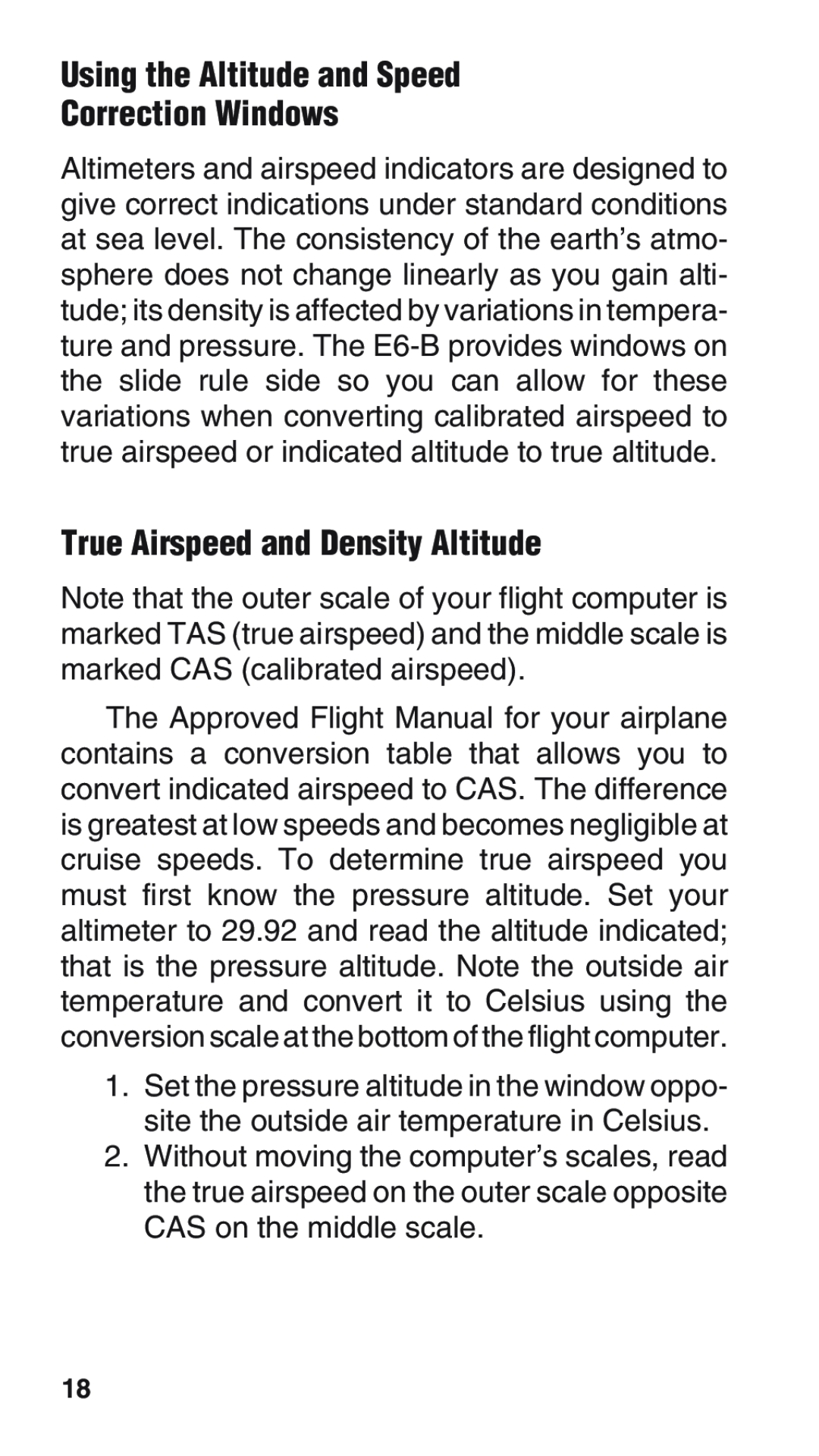 ASA Electronics E6-B manual Using the Altitude and Speed Correction Windows, True Airspeed and Density Altitude 