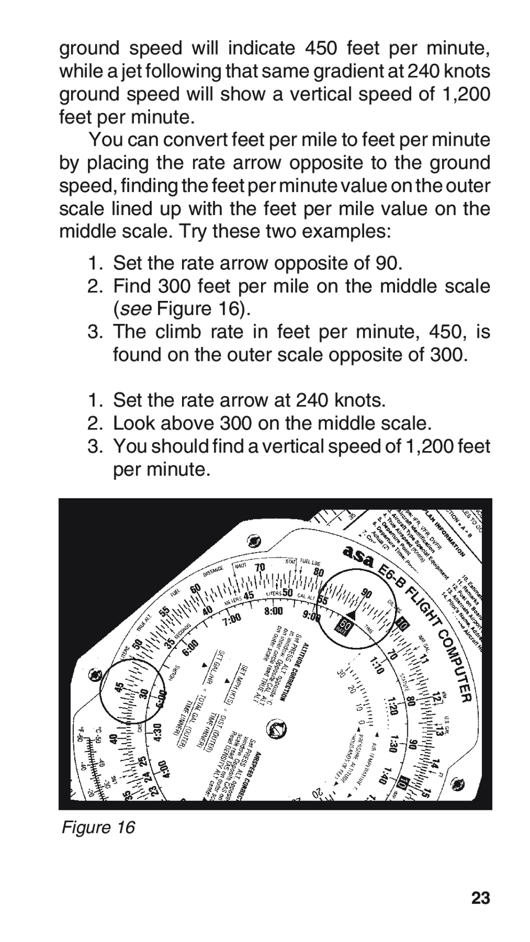 ASA Electronics E6-B manual Set the rate arrow opposite of 