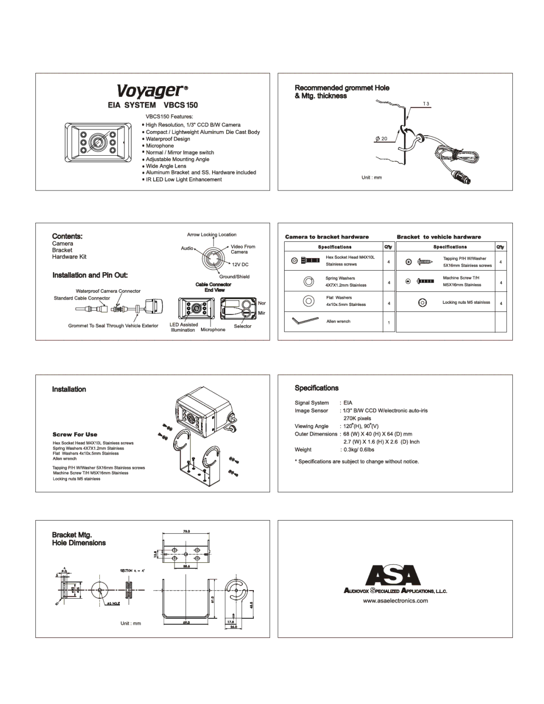 ASA Electronics VBCS 150 manual 