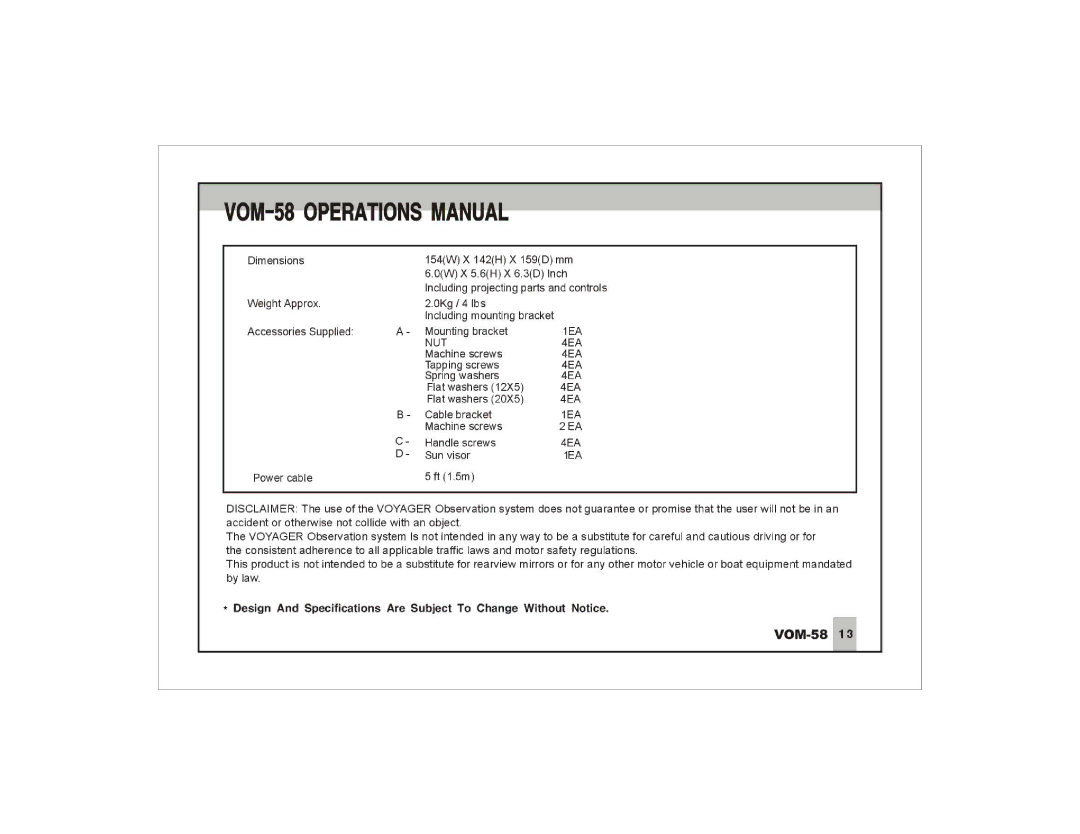 ASA Electronics VOM-58 manual 