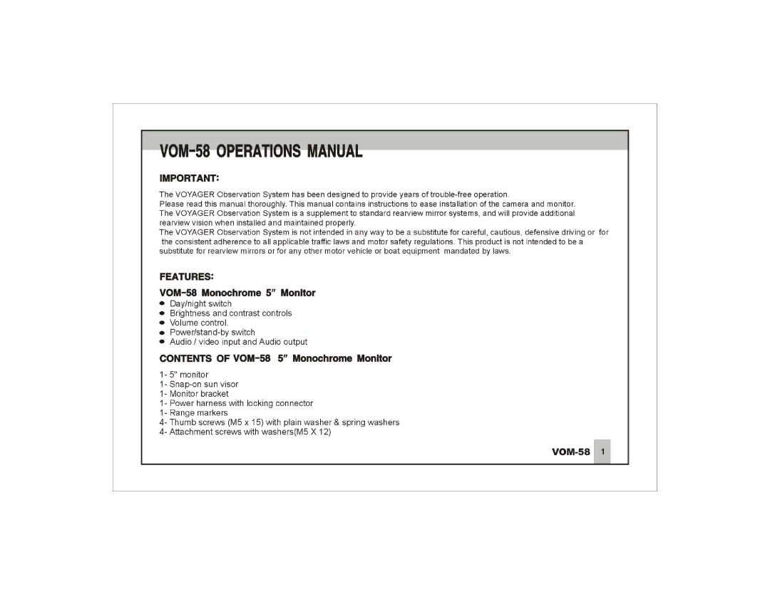 ASA Electronics VOM-58 manual 