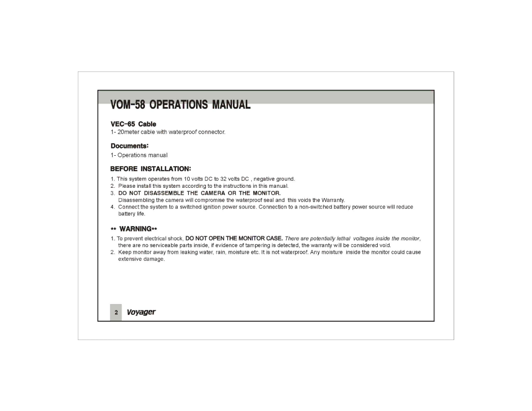 ASA Electronics VOM-58 manual 