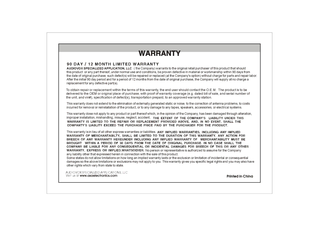 ASA Electronics VOM-73SNWIN manual 