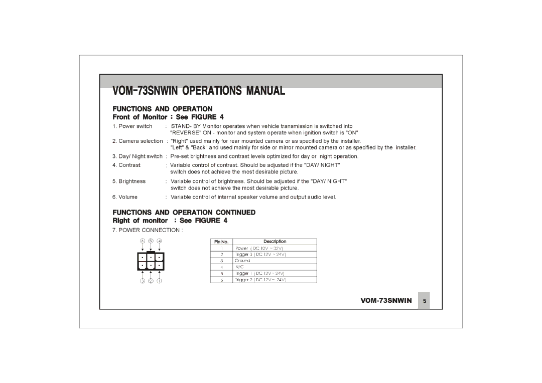 ASA Electronics VOM-73SNWIN manual 