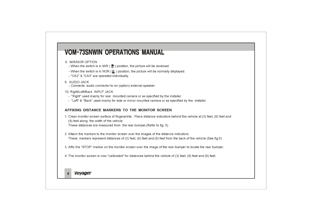 ASA Electronics VOM-73SNWIN manual 