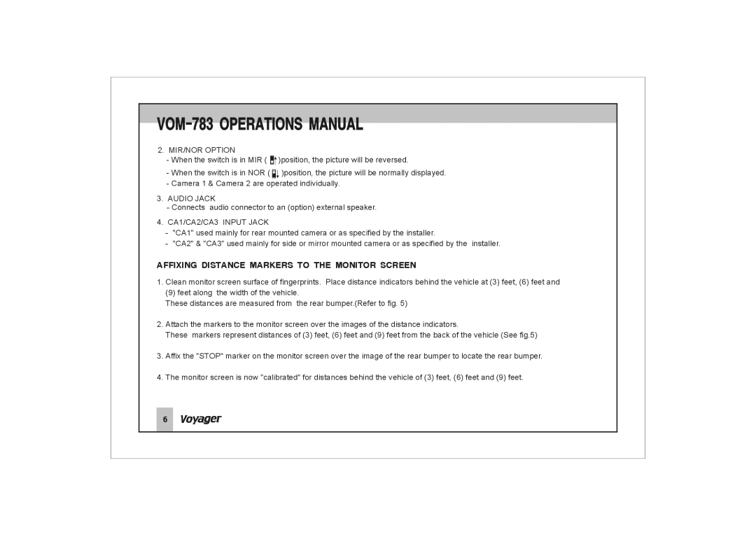 ASA Electronics VOM-783 manual 