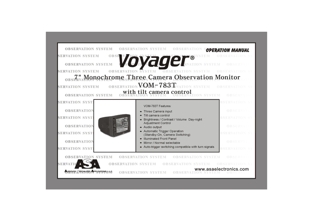 ASA Electronics VOM-783T manual 