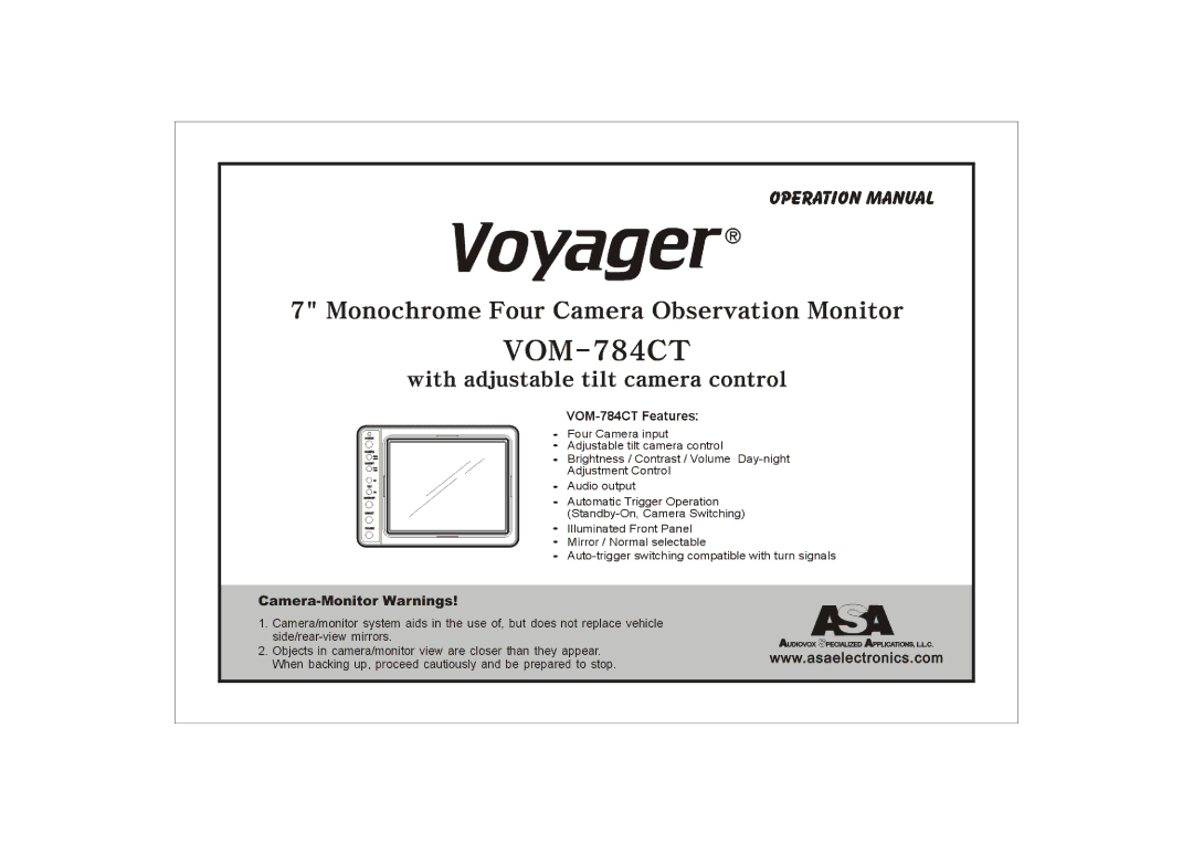 ASA Electronics VOM-784CT manual 