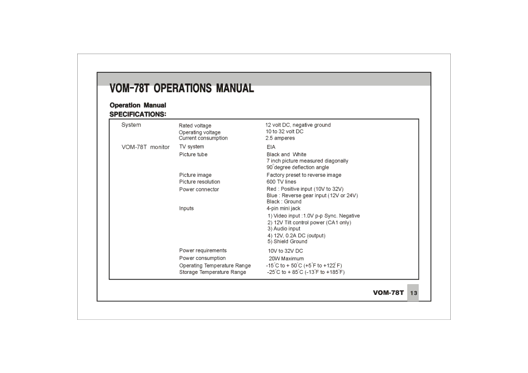 ASA Electronics VOM78T manual 