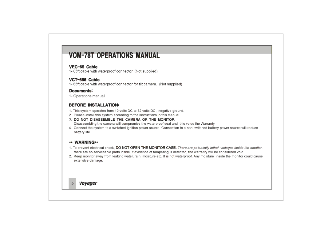 ASA Electronics VOM78T manual 