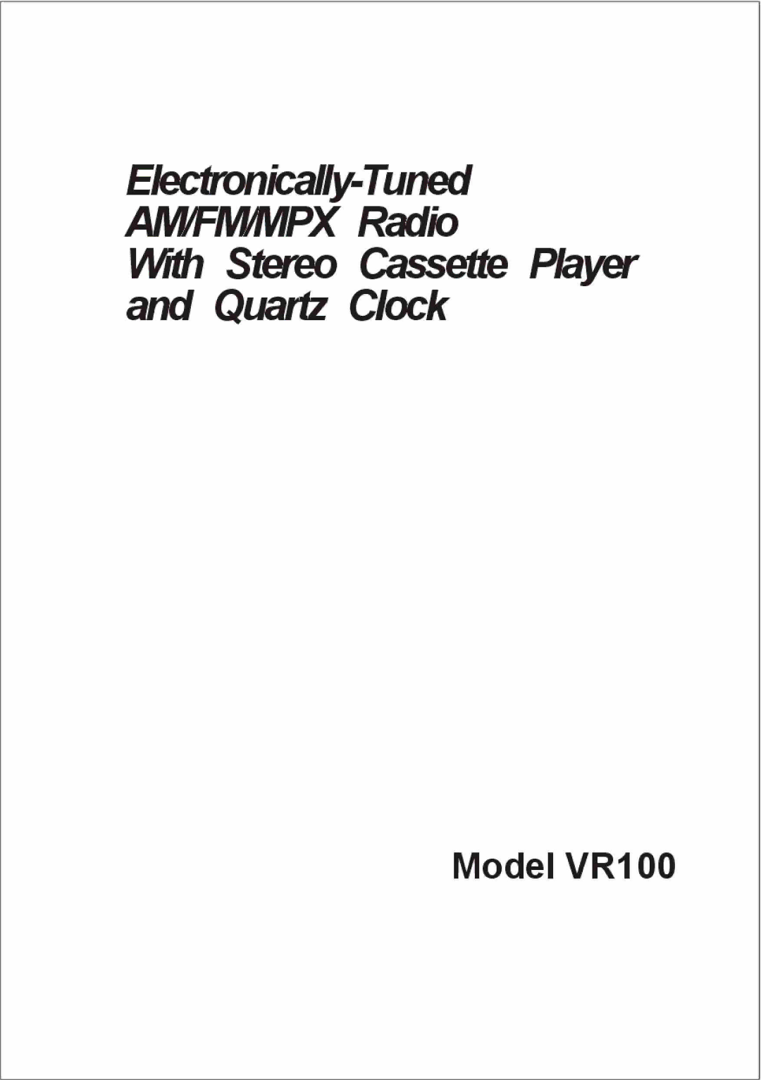 ASA Electronics VR100 manual 