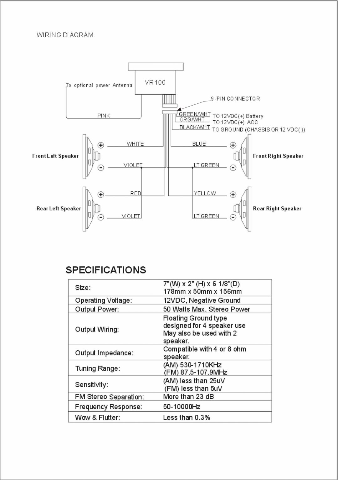 ASA Electronics VR100 manual 