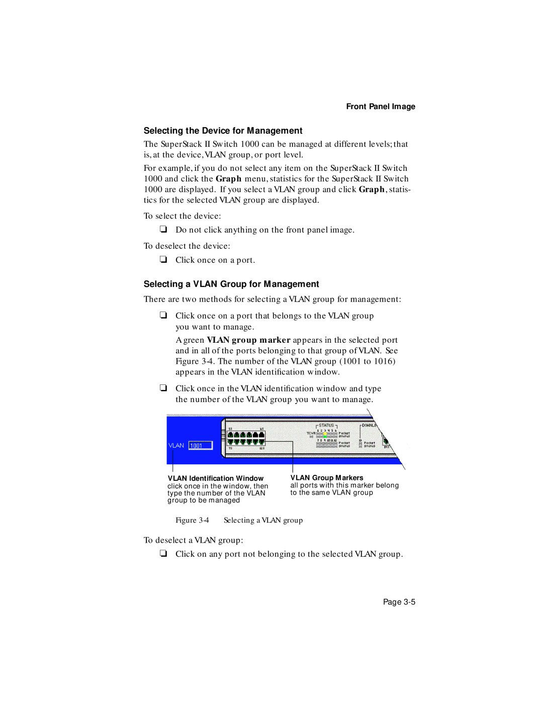 Asante Technologies 1000 user manual Selecting the Device for Management, Selecting a Vlan Group for Management 