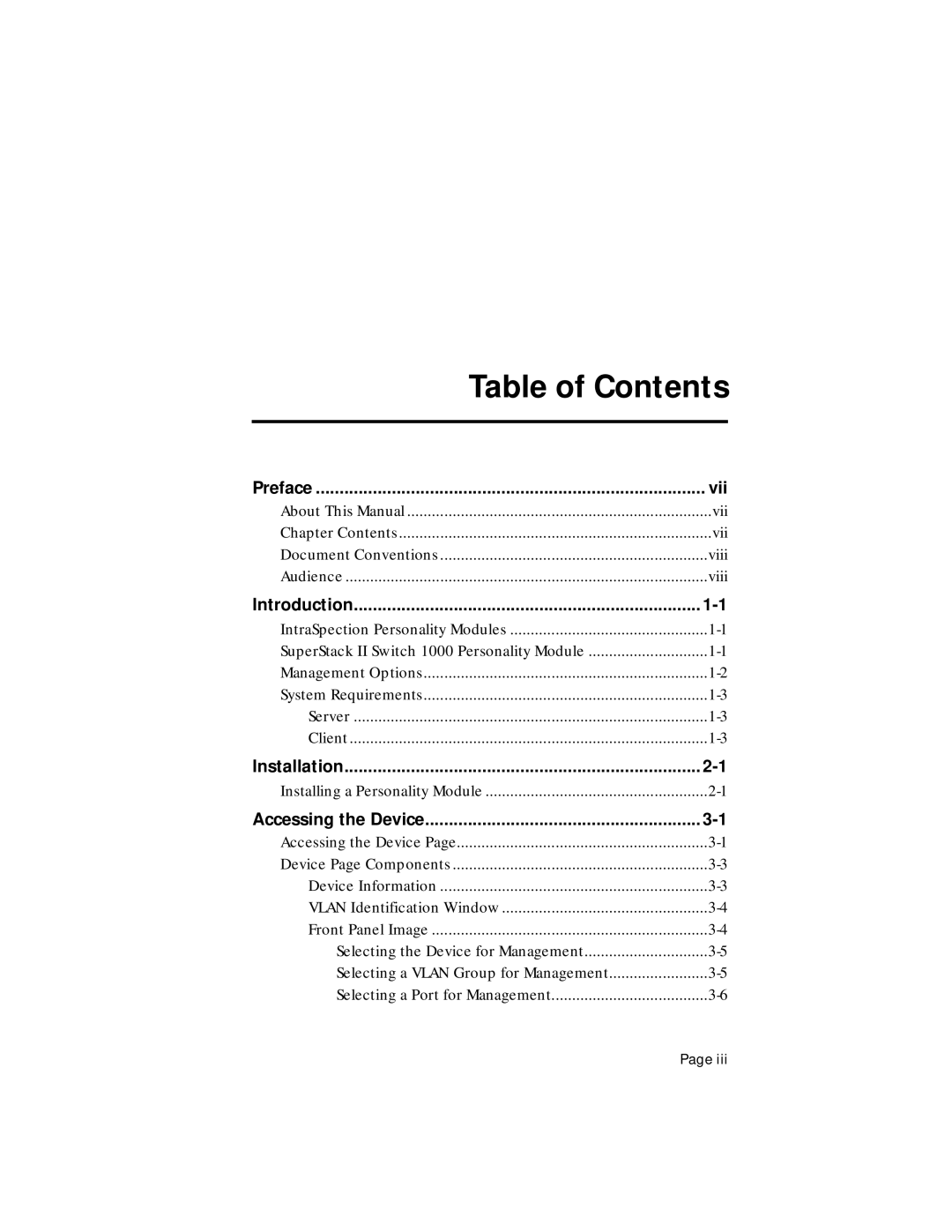 Asante Technologies 1000 user manual Table of Contents 