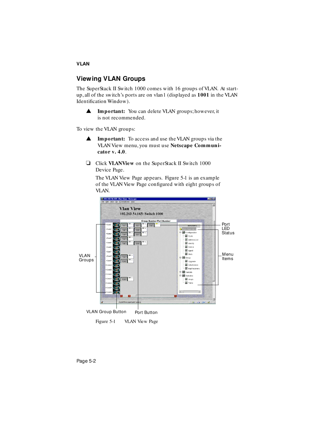 Asante Technologies 1000 user manual Viewing Vlan Groups, Vlan View 