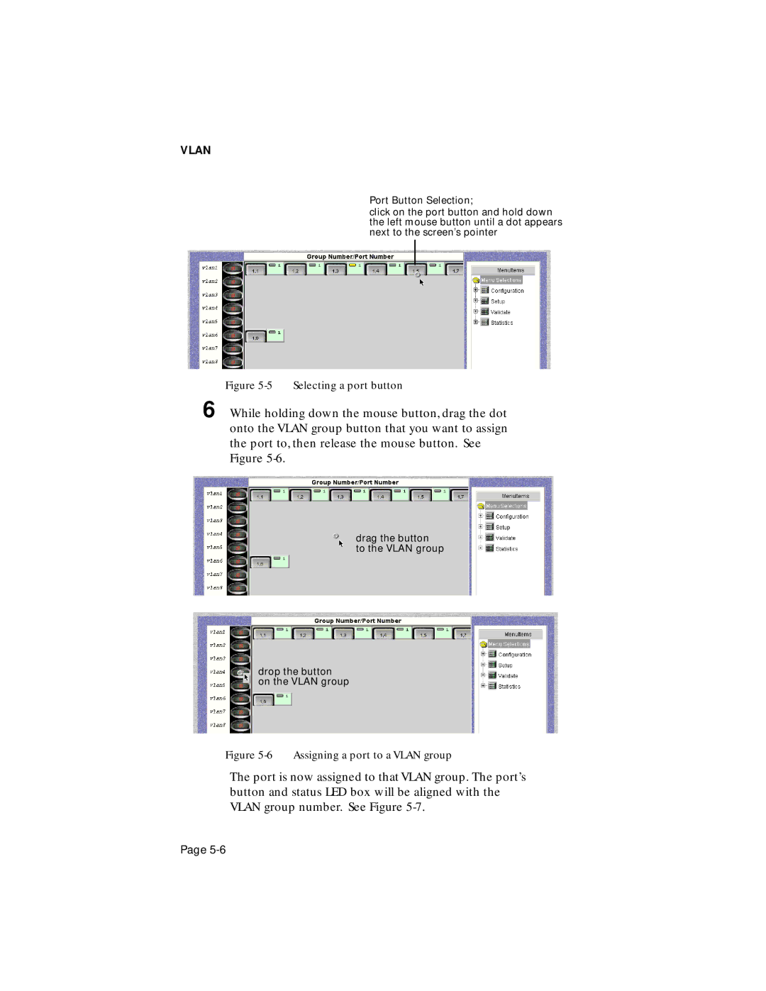 Asante Technologies 1000 user manual Selecting a port button 