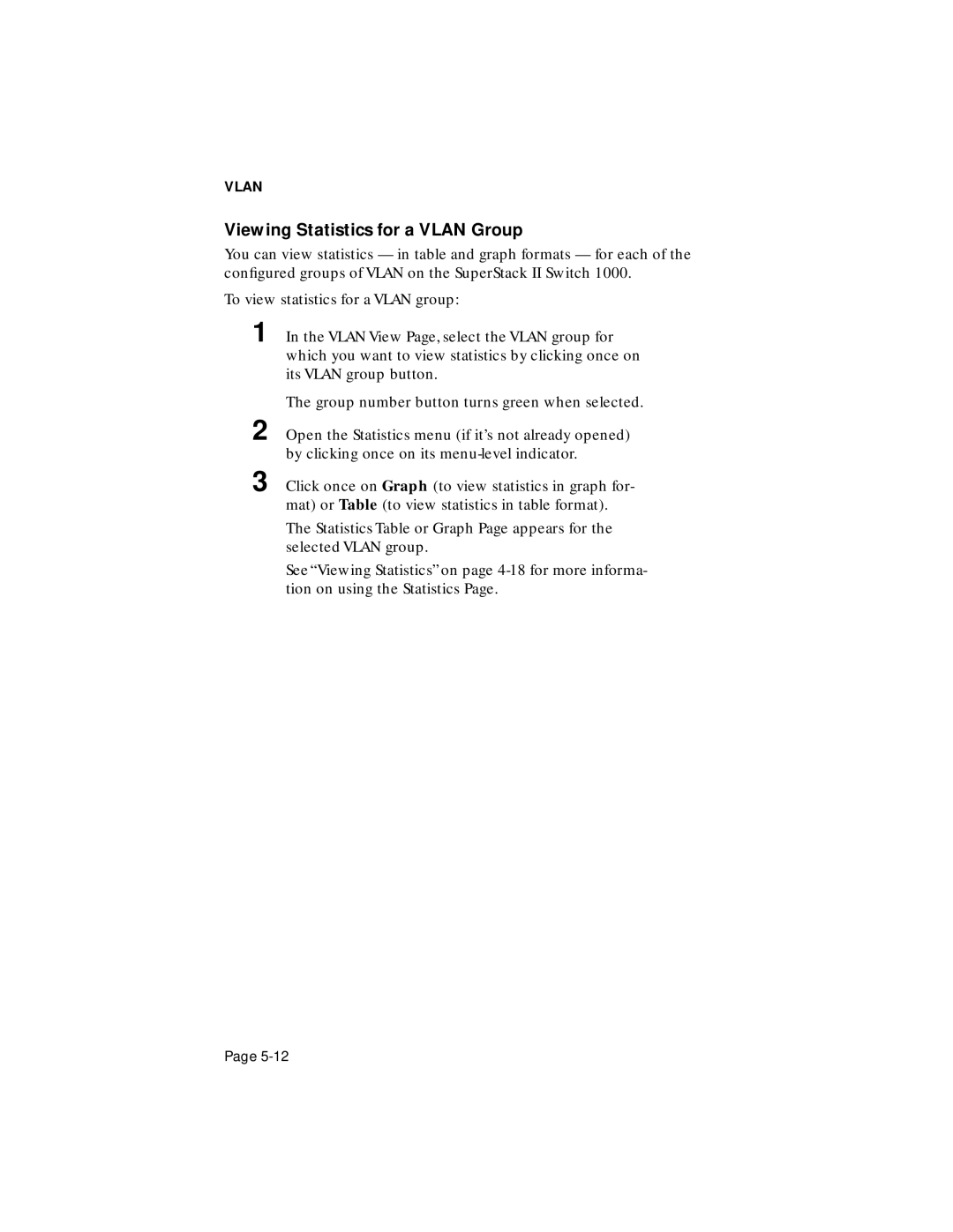 Asante Technologies 1000 user manual Viewing Statistics for a Vlan Group 