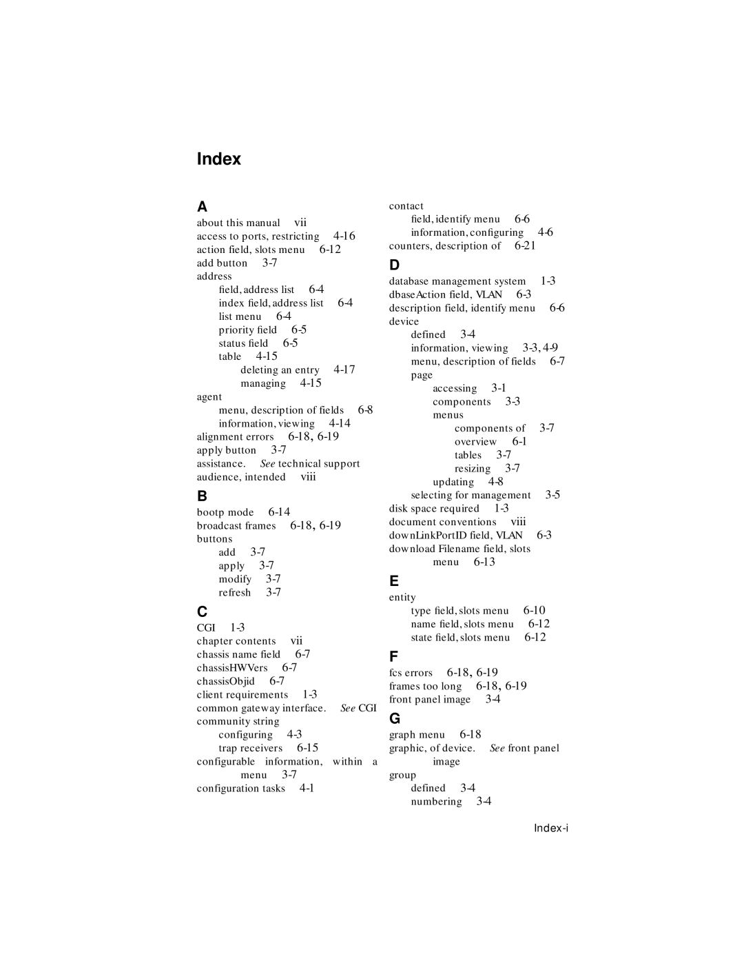 Asante Technologies 1000 user manual Index 