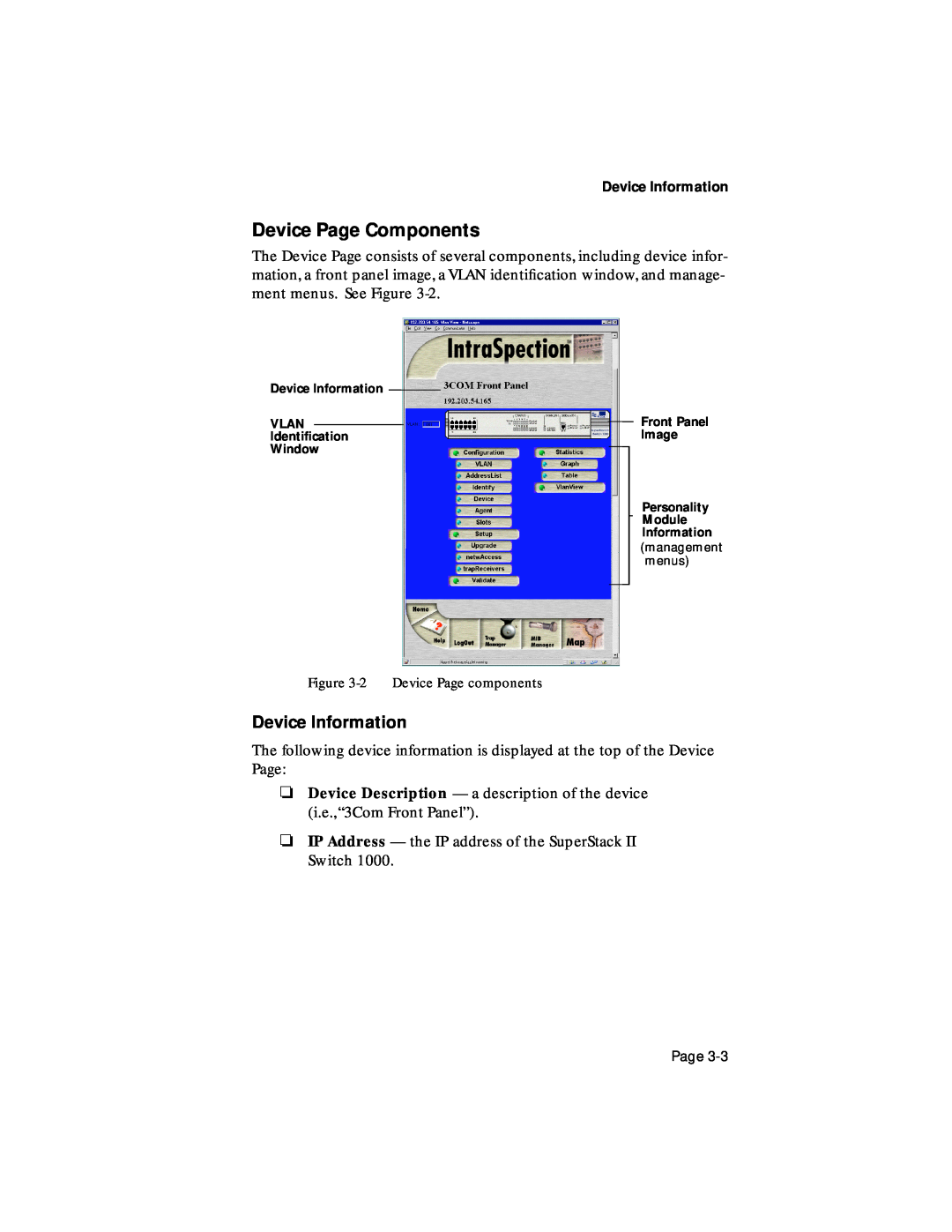 Asante Technologies 1000 user manual Device Page Components, Device Information 