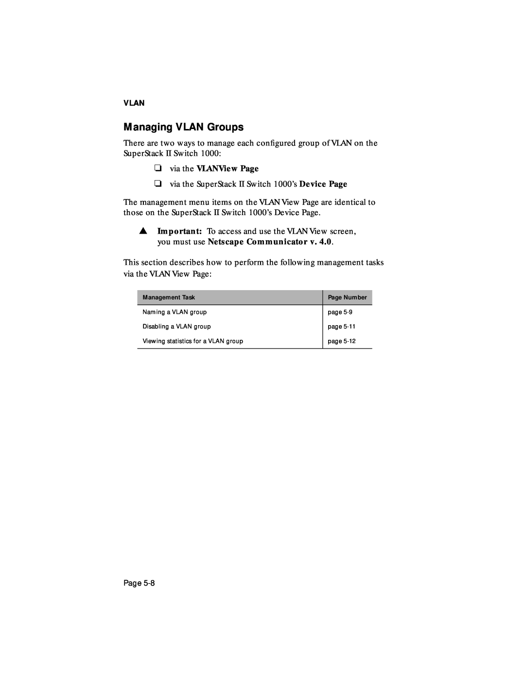 Asante Technologies 1000 user manual Managing VLAN Groups, via the VLANView Page 