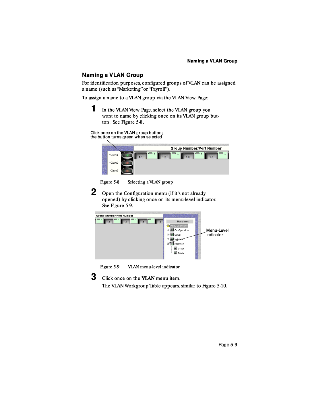 Asante Technologies 1000 user manual Naming a VLAN Group 