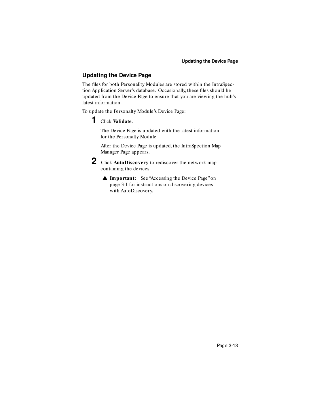 Asante Technologies 100TX user manual Updating the Device, Click Validate 