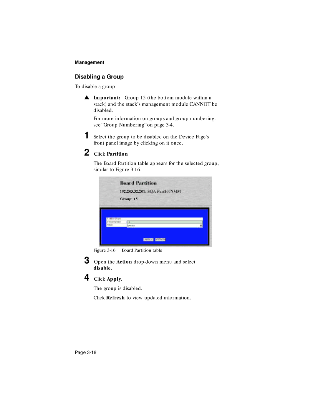 Asante Technologies 100TX user manual Disabling a Group 