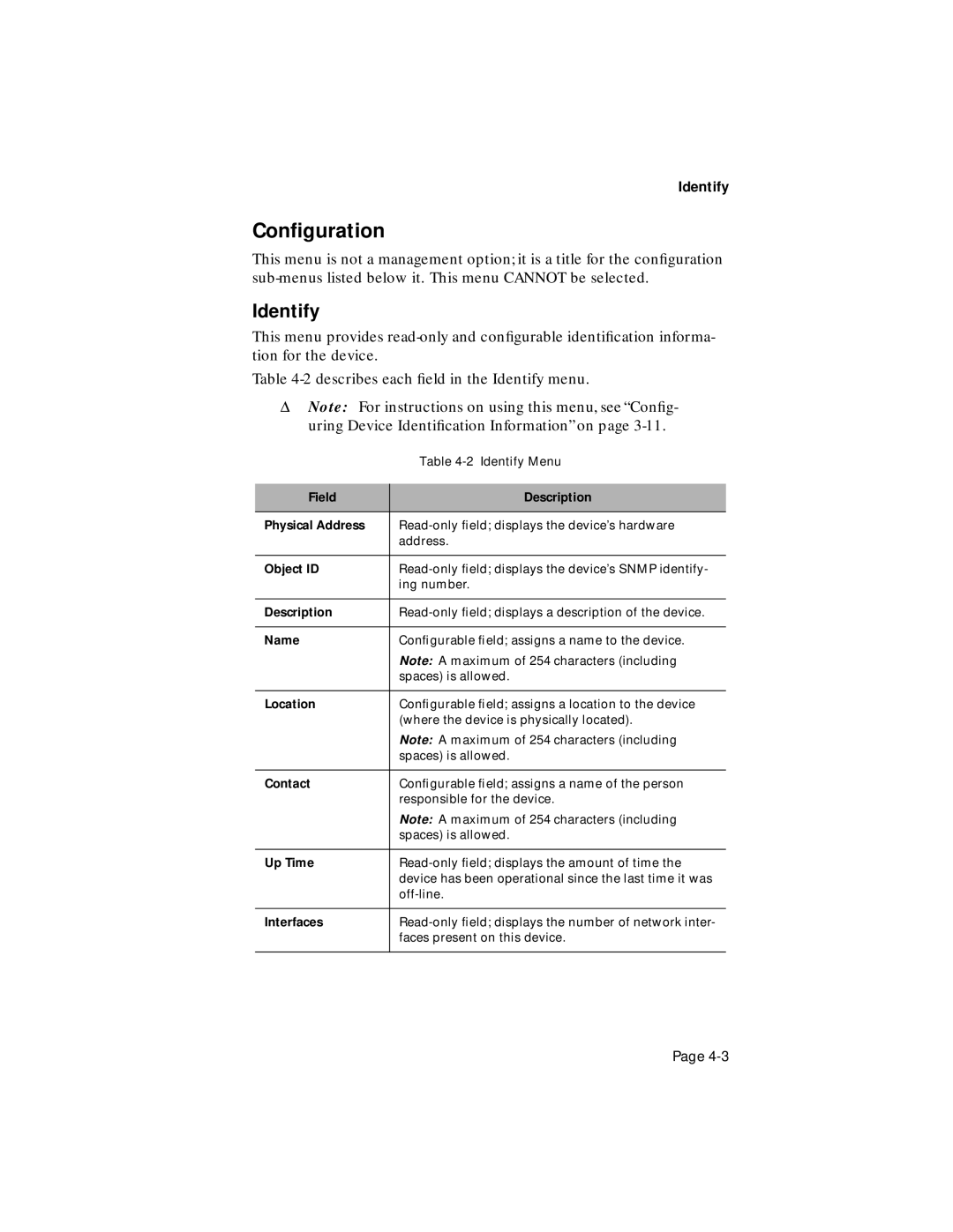 Asante Technologies 100TX user manual Identify 