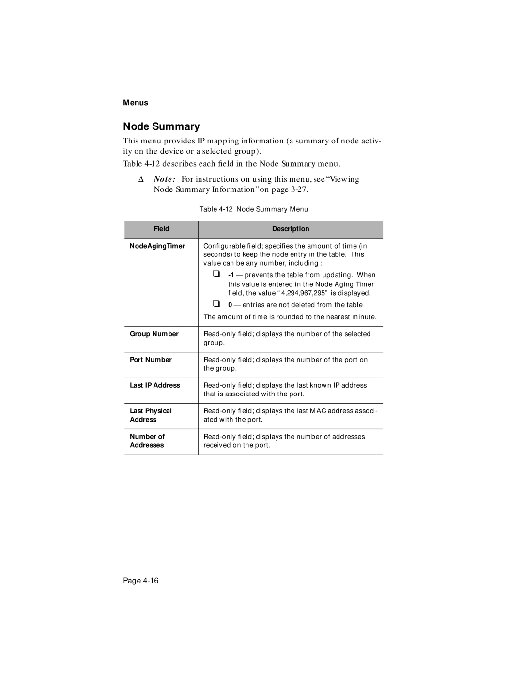 Asante Technologies 100TX user manual Node Summary 