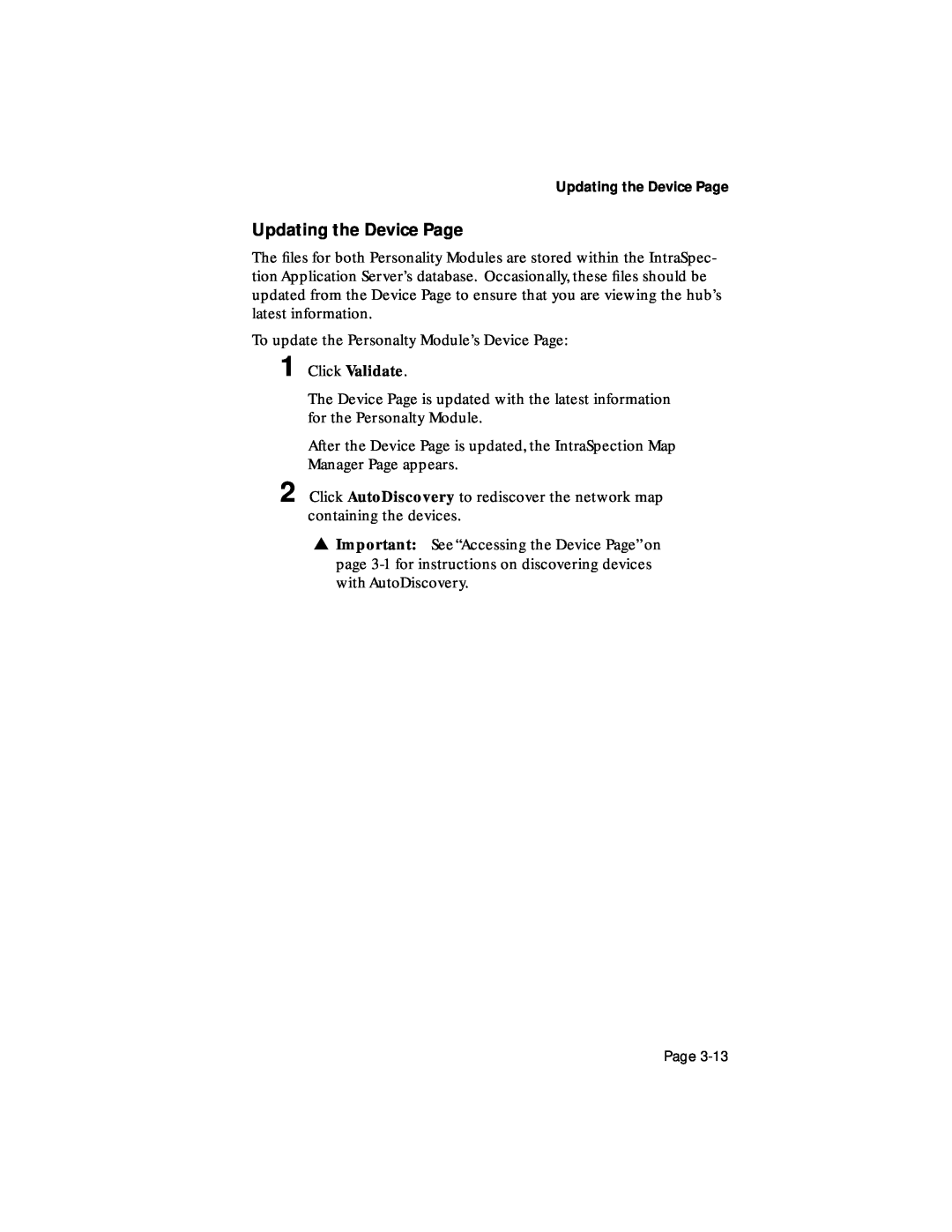 Asante Technologies 100TX user manual Updating the Device Page, Click Validate 