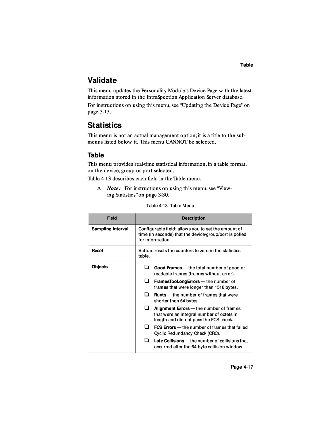 Asante Technologies 100TX user manual Validate, Statistics 