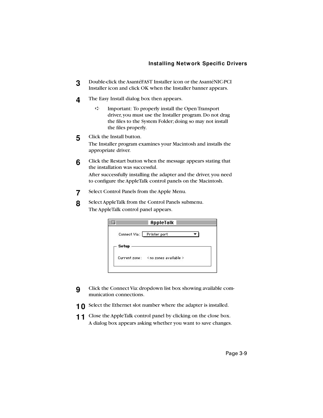 Asante Technologies 10/100 manual Installing Network Speciﬁc Drivers 