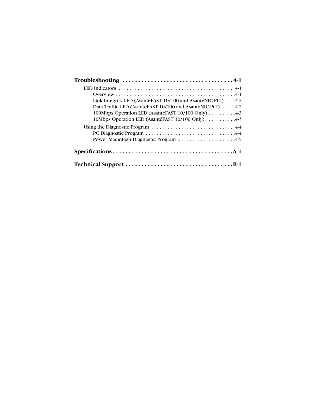 Asante Technologies 10/100 manual Troubleshooting 