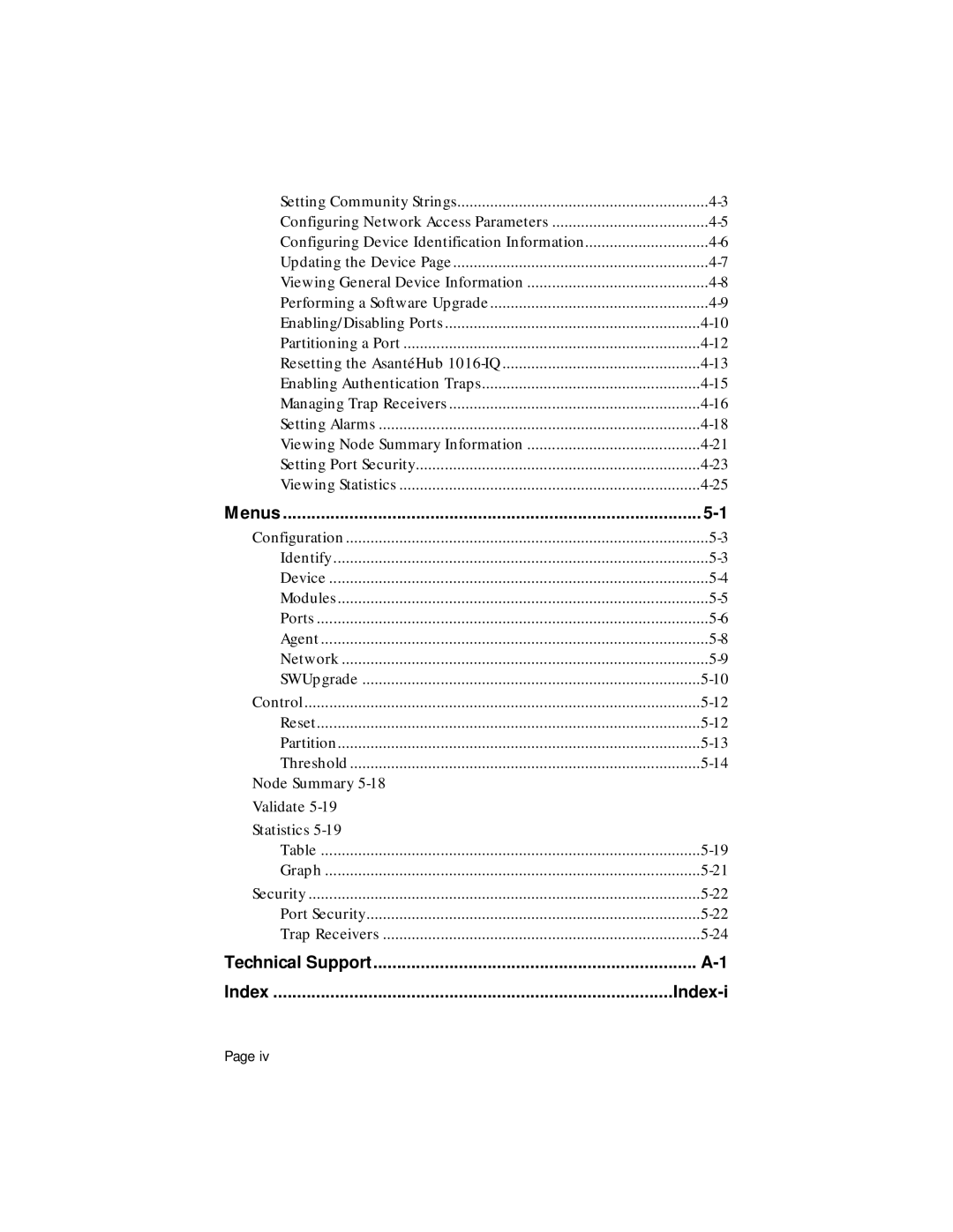 Asante Technologies 1016-IQ user manual Index Index-i 