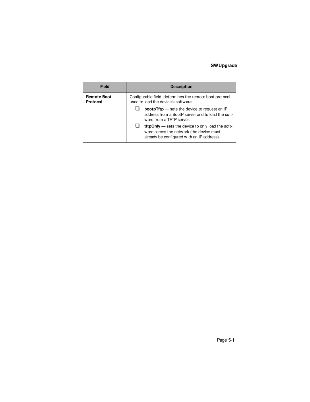 Asante Technologies 1016-IQ user manual Field Description Remote Boot, Protocol 