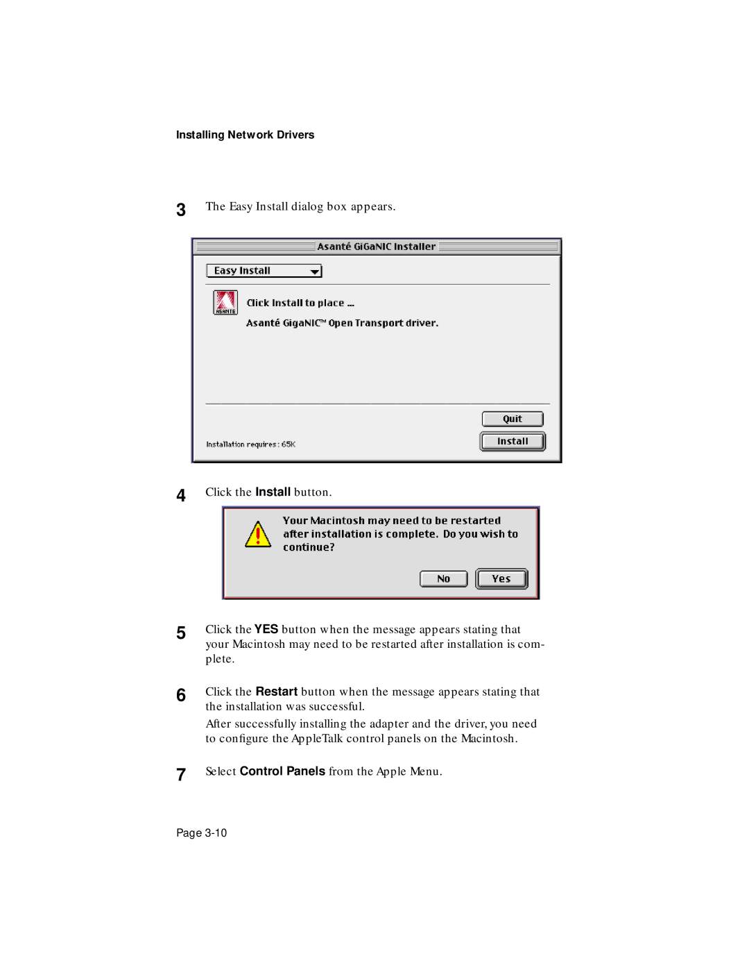 Asante Technologies 1064SX manual Easy Install dialog box appears 