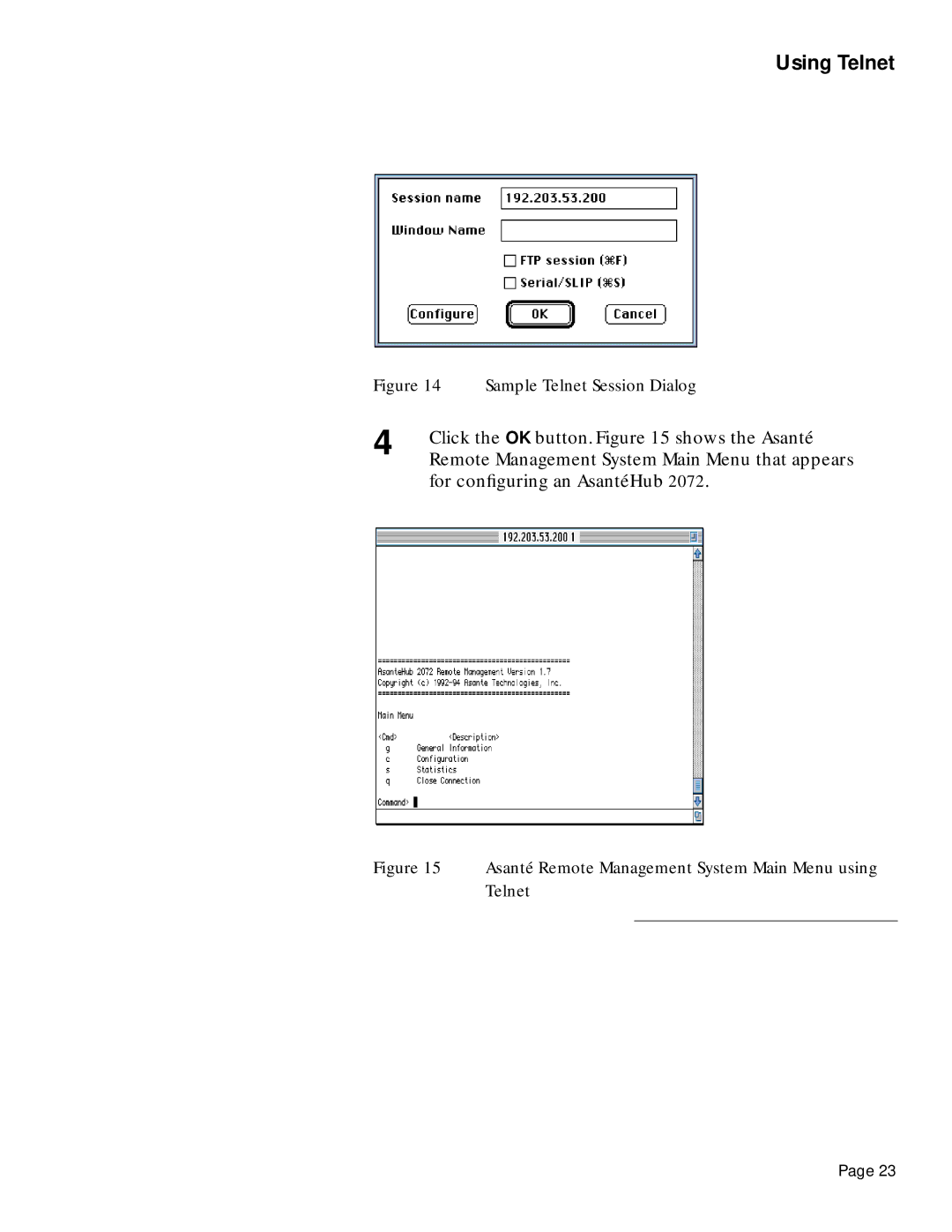 Asante Technologies 2072 manual Click the OK button. shows the Asanté 