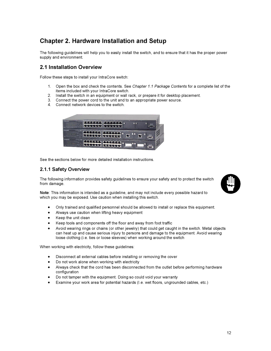 Asante Technologies 3500 Series user manual Hardware Installation and Setup, Installation Overview, Safety Overview 